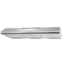 Cosmo 36" Under Cabinet Range Hood Ductless Convertible Duct, Slim Kitchen Stove Vent with 3 Speed Exhaust Fan, Reusable Filter and LED Lights in Stainless Steel - COS-5MU36 - The Home Selection