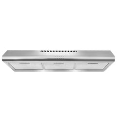 Cosmo 36" Under Cabinet Range Hood Ductless Convertible Duct, Slim Kitchen Stove Vent with 3 Speed Exhaust Fan, Reusable Filter and LED Lights in Stainless Steel - COS-5MU36 - The Home Selection