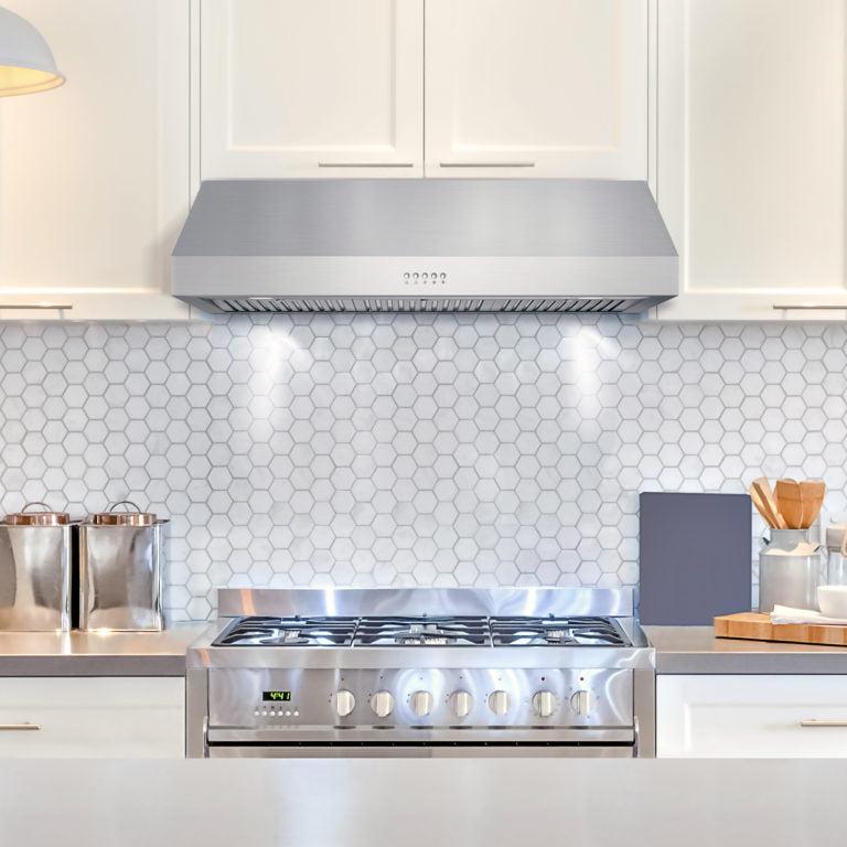Cosmo 36" Under Cabinet Range Hood with Push Button Controls, 3-Speed Fan, LED Lights and Permanent Filters in Stainless Steel - UC36 - The Home Selection