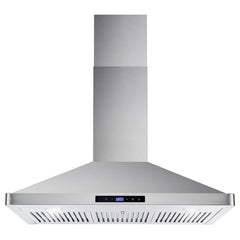Cosmo 4 Piece Appliance Package with 36" Freestanding Gas Range 36" Wall Mount Range Hood 24" Built-in Fully Integrated Dishwasher & Energy Star French Door Refrigerator - The Home Selection