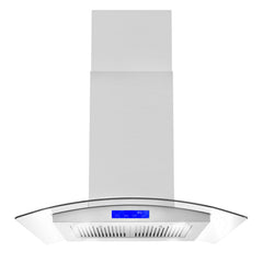 Cosmo 4 Piece Kitchen Package with 30" Freestanding Electric Range 30" Island Range Hood 24" Built-in Fully Integrated Dishwasher & Energy Star French Door Refrigerator - The Home Selection