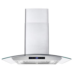 Cosmo 4 Piece Kitchen Package with 30" Freestanding Gas Range 30" Wall Mount Range Hood 24" Built-in Fully Integrated Dishwasher & Energy Star French Door Refrigerator - The Home Selection