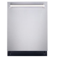 Cosmo 4 Piece Kitchen Package with 36" Freestanding Dual Fuel Range 36" Wall Mount Range Hood 24" Built-in Fully Integrated Dishwasher & Energy Star French Door Refrigerator - The Home Selection