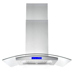Cosmo 4 Piece Kitchen Package with 36" Freestanding Gas Range 36" Island Range Hood 24" Built-in Fully Integrated Dishwasher & Energy Star French Door Refrigerator - The Home Selection