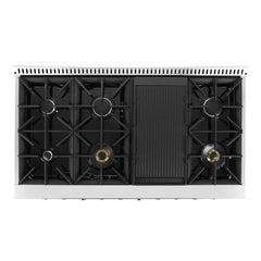 Cosmo 48" Commercial-Style 5.5 cu. ft. Double Oven Gas Range with 8 Italian Burners and Heavy Duty Cast Iron Grates in Stainless Steel - COS-GRP486G - The Home Selection