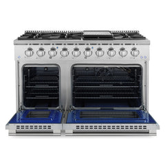 Cosmo 48" Commercial-Style 5.5 cu. ft. Double Oven Gas Range with 8 Italian Burners and Heavy Duty Cast Iron Grates in Stainless Steel - COS-GRP486G - The Home Selection