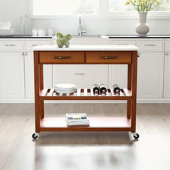 Crosley 43 Inch Granite Top Kitchen Prep Cart - KF30056 - The Home Selection