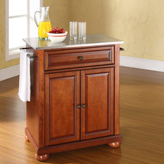 Crosley Alexandria 31 Inch Stainless Steel Top Portable Kitchen Island/Cart - KF30022A - The Home Selection
