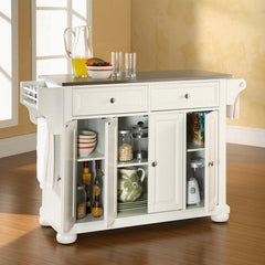 Crosley Alexandria 51.50 Inch Stainless Steel Top Full Size Kitchen Island/Cart - KF30002A - The Home Selection