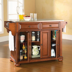 Crosley Alexandria 51.50 Inch Stainless Steel Top Full Size Kitchen Island/Cart - KF30002A - The Home Selection