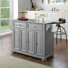 Crosley Alexandria 51.50 Inch Stainless Steel Top Kitchen Island/Cart - KF30202AGY - The Home Selection