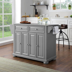 Crosley Alexandria 51.50 Inch Stainless Steel Top Kitchen Island/Cart - KF30202AGY - The Home Selection