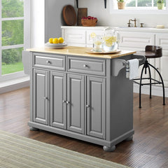 Crosley Alexandria 51.50 Inch Wood Top Kitchen Island/Cart - KF30201AGY - The Home Selection