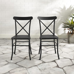 Crosley Astrid 2pc Indoor/Outdoor Metal Dining Chair Set Matte-Black - CO6270-MB - The Home Selection