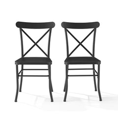 Crosley Astrid 2pc Indoor/Outdoor Metal Dining Chair Set Matte-Black - CO6270-MB - The Home Selection
