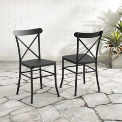 Crosley Astrid 2pc Indoor/Outdoor Metal Dining Chair Set Matte-Black - CO6270-MB - The Home Selection