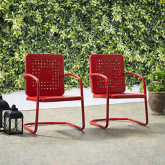 Crosley Bates 22 Inch 2pc Outdoor Metal Chair Set - CO1025 - The Home Selection