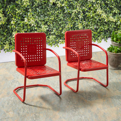 Crosley Bates 22 Inch 2pc Outdoor Metal Chair Set - CO1025 - The Home Selection