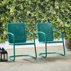 Crosley Bates 22 Inch 2pc Outdoor Metal Chair Set - CO1025 - The Home Selection