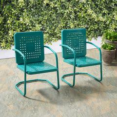 Crosley Bates 22 Inch 2pc Outdoor Metal Chair Set - CO1025 - The Home Selection