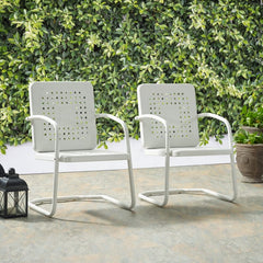 Crosley Bates 22 Inch 2pc Outdoor Metal Chair Set - CO1025 - The Home Selection