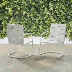 Crosley Bates 22 Inch 2pc Outdoor Metal Chair Set - CO1025 - The Home Selection