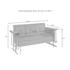 Crosley Bates 65 3/4 Inch Outdoor Metal Sofa Glider - CO1023 - The Home Selection
