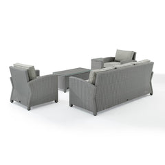Crosley Bradenton 144 Inch 5pc Outdoor Wicker Sofa Set - KO70051 - The Home Selection