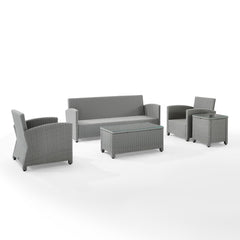 Crosley Bradenton 144 Inch 5pc Outdoor Wicker Sofa Set - KO70051 - The Home Selection