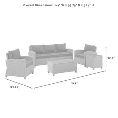 Crosley Bradenton 144 Inch 5pc Outdoor Wicker Sofa Set - KO70051 - The Home Selection
