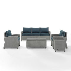 Crosley Bradenton 144 Inch 5pc Outdoor Wicker Sofa Set - KO70051 - The Home Selection