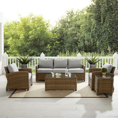 Crosley Bradenton 144 Inch 5pc Outdoor Wicker Sofa Set - KO70051 - The Home Selection