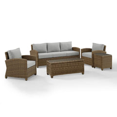 Crosley Bradenton 144 Inch 5pc Outdoor Wicker Sofa Set - KO70051 - The Home Selection