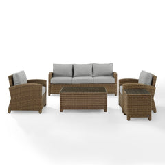 Crosley Bradenton 144 Inch 5pc Outdoor Wicker Sofa Set - KO70051 - The Home Selection