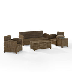 Crosley Bradenton 144 Inch 5pc Outdoor Wicker Sofa Set - KO70051 - The Home Selection