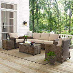 Crosley Bradenton 144 Inch 5pc Outdoor Wicker Sofa Set - KO70051 - The Home Selection