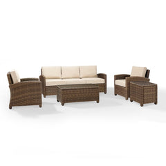 Crosley Bradenton 144 Inch 5pc Outdoor Wicker Sofa Set - KO70051 - The Home Selection