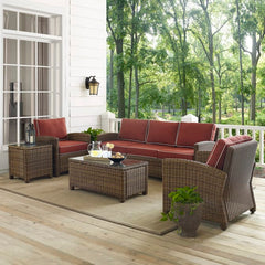 Crosley Bradenton 144 Inch 5pc Outdoor Wicker Sofa Set - KO70051 - The Home Selection