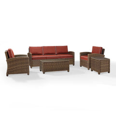 Crosley Bradenton 144 Inch 5pc Outdoor Wicker Sofa Set - KO70051 - The Home Selection