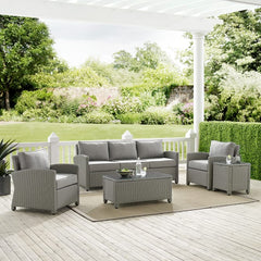 Crosley Bradenton 144 Inch 5pc Outdoor Wicker Sofa Set - KO70051 - The Home Selection
