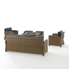 Crosley Bradenton 150.50 Inch 6pc Outdoor Wicker Sofa Set W/Fire Table - KO70184WB - The Home Selection