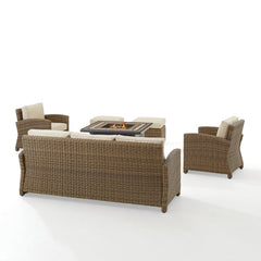 Crosley Bradenton 150.50 Inch 6pc Outdoor Wicker Sofa Set W/Fire Table - KO70184WB - The Home Selection