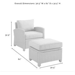 Crosley Bradenton 30.50 Inch 2pc Outdoor Armchair Set - Sunbrella White - KO70181WB - The Home Selection