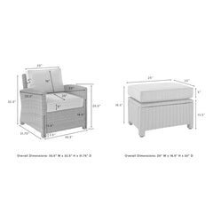 Crosley Bradenton 30.50 Inch 2pc Outdoor Armchair Set - Sunbrella White - KO70181WB - The Home Selection
