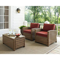 Crosley Bradenton 30.50 Inch 2pc Outdoor Wicker Armchair Set - KO70026WB - The Home Selection