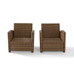 Crosley Bradenton 30.50 Inch 2pc Outdoor Wicker Armchair Set - KO70026WB - The Home Selection