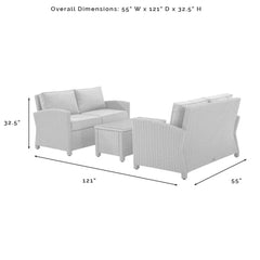 Crosley Bradenton 3pc Outdoor Wicker Conversation Set - KO70165 - The Home Selection