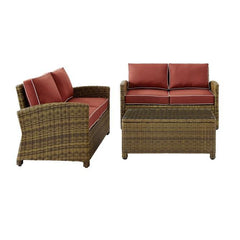 Crosley Bradenton 3pc Outdoor Wicker Conversation Set - KO70165 - The Home Selection