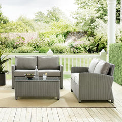 Crosley Bradenton 3pc Outdoor Wicker Conversation Set - KO70165 - The Home Selection