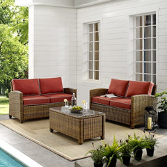 Crosley Bradenton 3pc Outdoor Wicker Conversation Set - KO70165 - The Home Selection